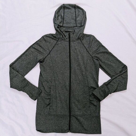 Mondetta Black and Gray Herringbone Zip Up Athletic Jacket Women's Size Small - Picture 3 of 4